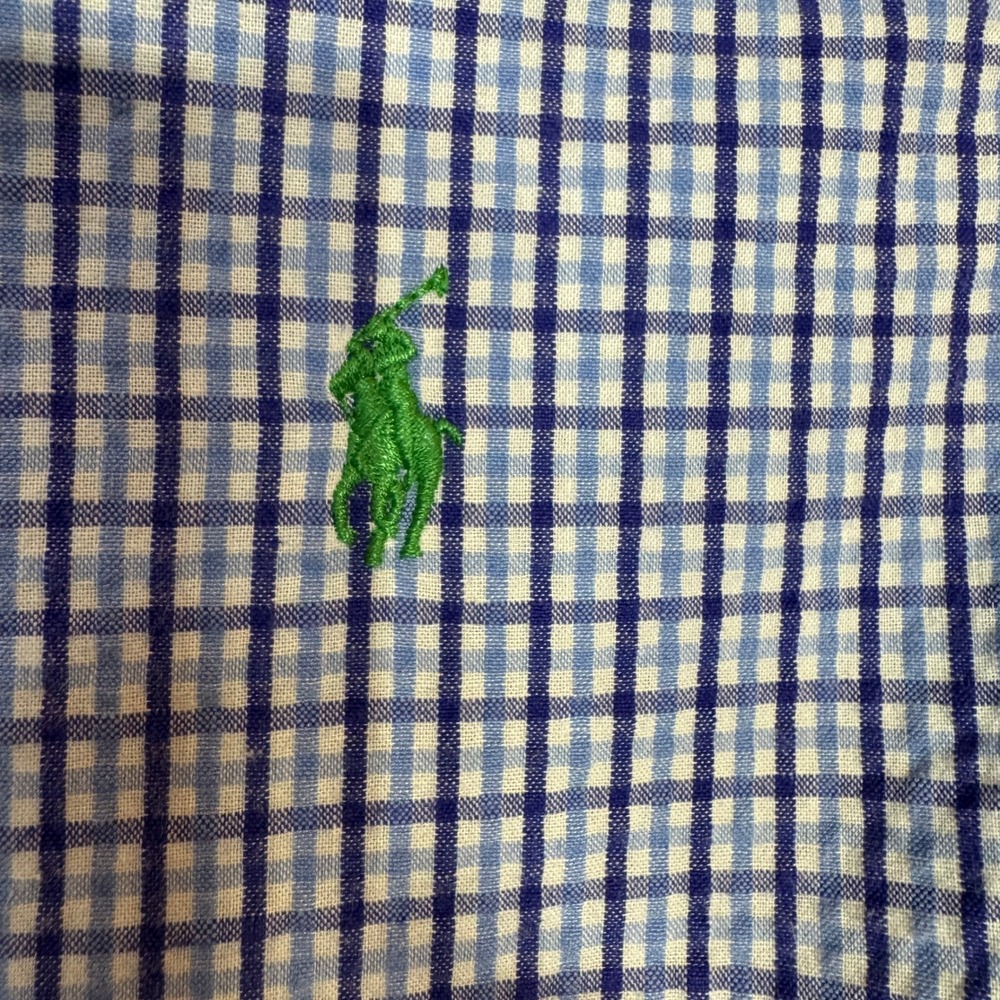 Ralph Lauren Button Down‎ Shirt Long Sleeve Kids Medium Polo Blue Gingham Preppy - Picture 4 of 7